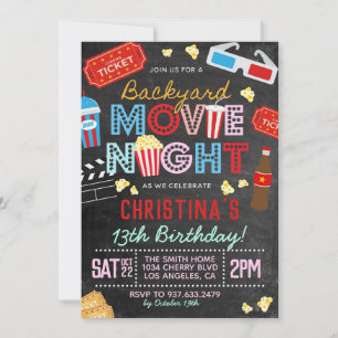 Invitación a cumpleaños de cumpleaños de películas