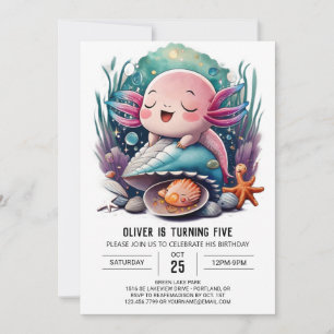 Invitación a cumpleaños de Cute Axolotl