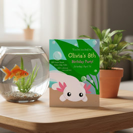 Invitación a cumpleaños de Cute Axolotl