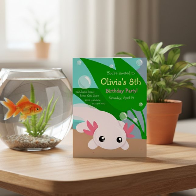 Invitación a cumpleaños de Cute Axolotl (Subido por el creador)