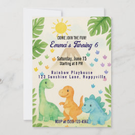 Invitación a cumpleaños de Dino para niño de 6 año