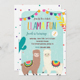 Invitación a cumpleaños de dos Llamas Chalkboard