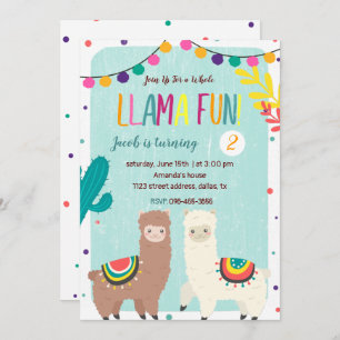 Invitación a cumpleaños de dos Llamas Chalkboard