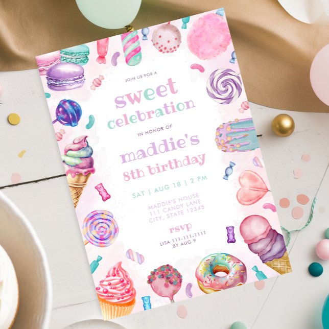 Invitación a cumpleaños de dulces Candy (Subido por el creador)