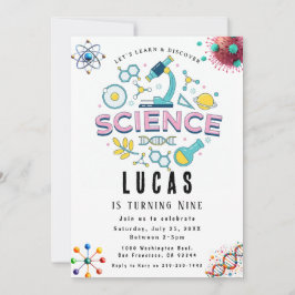 Invitación a cumpleaños de Fiesta de ciencias