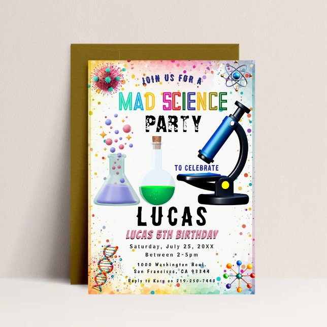 Invitación a cumpleaños de Fiesta de ciencias (Subido por el creador)
