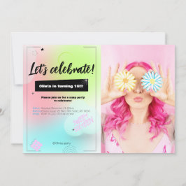 Invitación a cumpleaños de Fiesta de color