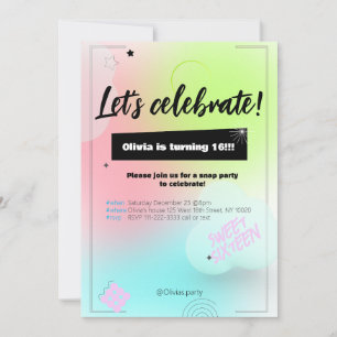 Invitación a cumpleaños de Fiesta de color