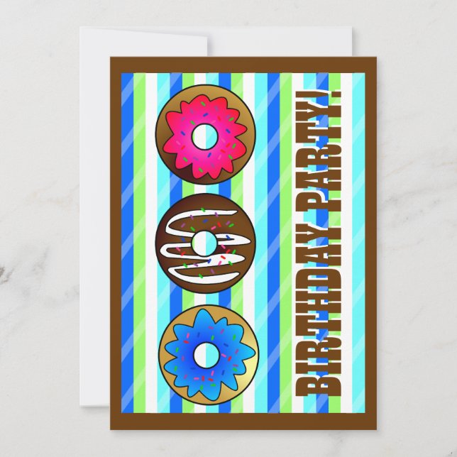 Invitación a cumpleaños de Fiesta de donut fino 5  (Anverso)