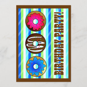 Invitación a cumpleaños de Fiesta de donut fino 5 