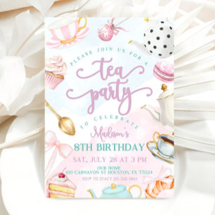 Invitación a cumpleaños de Fiesta de té, invitació