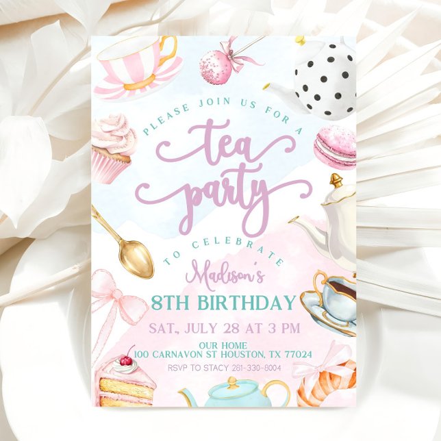 Invitación a cumpleaños de Fiesta de té, invitació (Subido por el creador)
