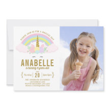 Invitación a cumpleaños de foto de Unicorn Purpuri