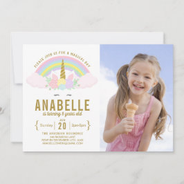 Invitación a cumpleaños de foto de Unicorn Purpuri