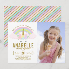 Invitación a cumpleaños de foto de Unicorn Purpuri