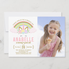 Invitación a cumpleaños de foto de Unicorn Purpuri