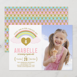 Invitación a cumpleaños de foto de Unicorn Purpuri