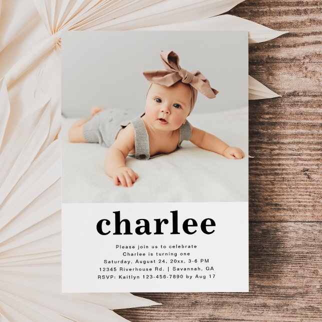 Invitación a cumpleaños de foto simple | Floral (Subido por el creador)