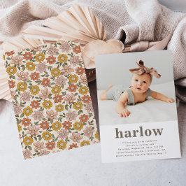 Invitación a cumpleaños de foto simple | Floral