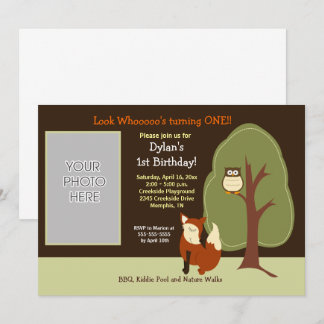 Invitación a cumpleaños de fotos de Woodland Fox y