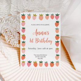 Invitación a cumpleaños de fresa cuta