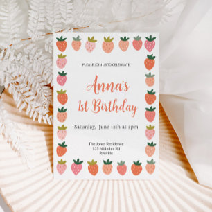 Invitación a cumpleaños de fresa cuta