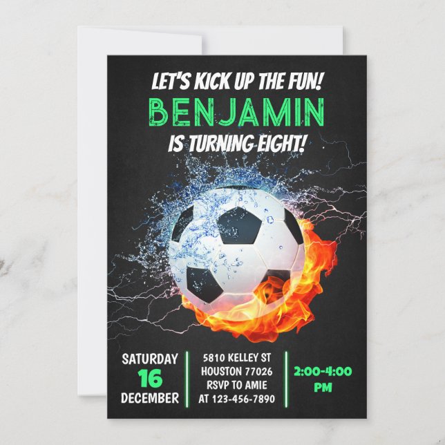 Invitación a cumpleaños de fútbol, Fiesta de fútbo (Anverso)