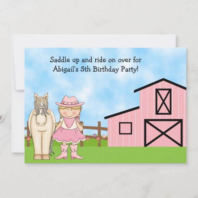 Invitación a cumpleaños de gallina de rubia y caba (Anverso)