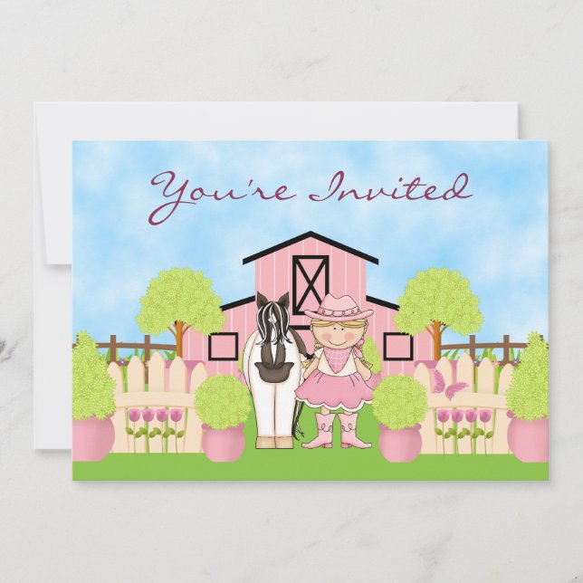 Invitación a cumpleaños de gallina de rubia y caba (Anverso)