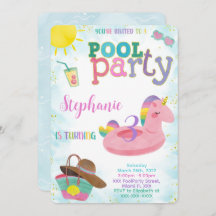 Invitación a cumpleaños de Guay Pool