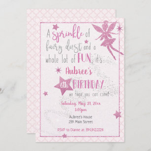 Invitación a cumpleaños de hadas rosas