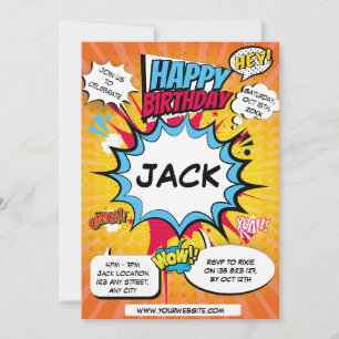 Invitación a cumpleaños de historieta