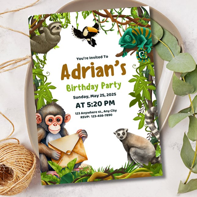 Invitación a cumpleaños de la jungla Animación Saf (Subido por el creador)