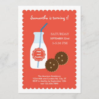Invitación a cumpleaños de leche y galletas
