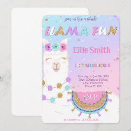 Invitación a cumpleaños de Llama