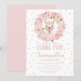 Invitación a cumpleaños de Llama Chica floral de R