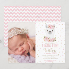 Invitación a cumpleaños de Llama Chica floral de R