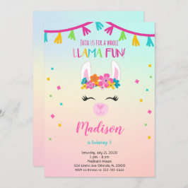 Invitación a cumpleaños de Llama floral