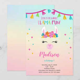 Invitación a cumpleaños de Llama floral