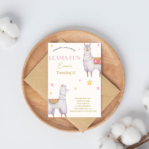 Invitación a cumpleaños de Llama Fun