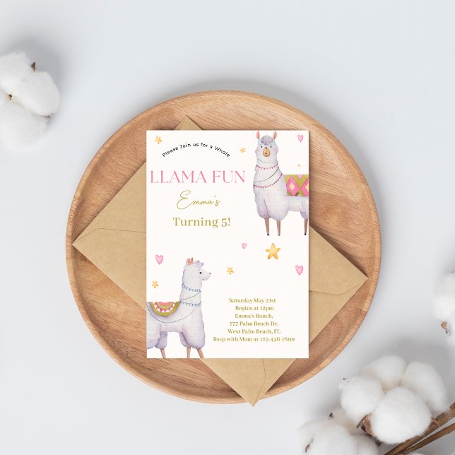 Invitación a cumpleaños de Llama Fun (Subido por el creador)