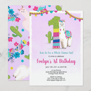 Invitación a cumpleaños de Llama - Invitaciones a