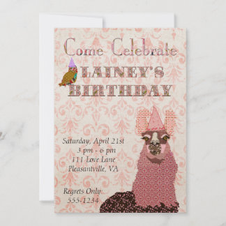 Invitación a cumpleaños de Llama Rosa