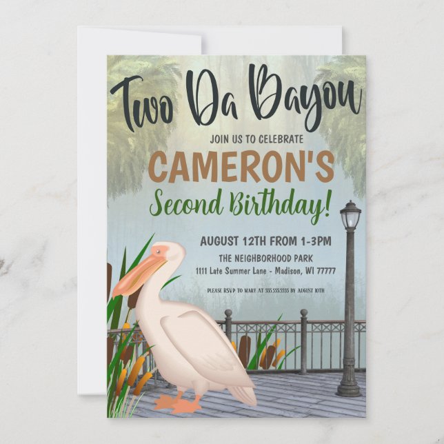 Invitación a cumpleaños de Louisiana Bayou (Anverso)