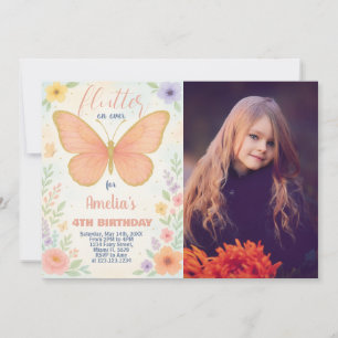 Invitación a cumpleaños de mariposa Purpurina edit