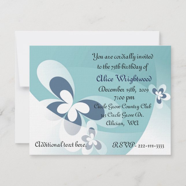 Invitación a cumpleaños de mariposas abstractas (Anverso)