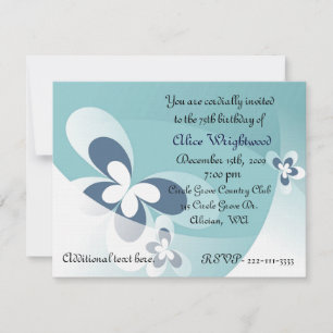 Invitación a cumpleaños de mariposas abstractas