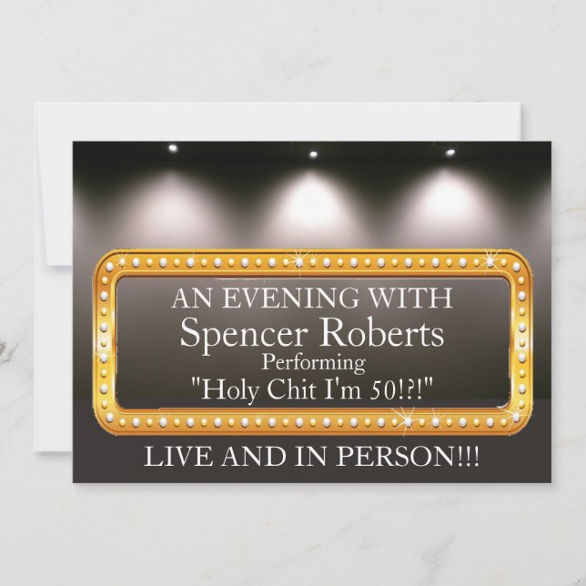 Invitación a cumpleaños de Marquee divertida (Anverso)