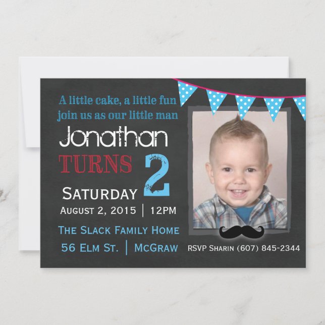 Invitación a cumpleaños de mi pequeño hombre (Anverso)