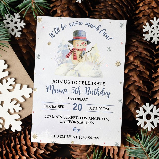 Invitación a cumpleaños de navidades Snowman (Subido por el creador)